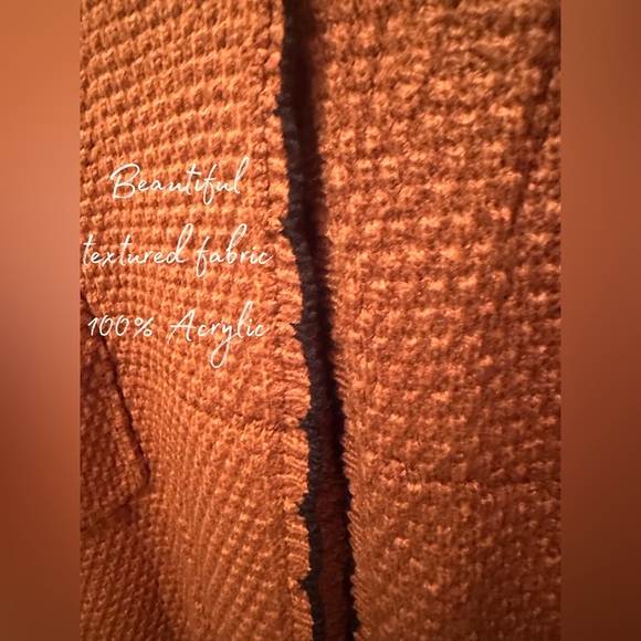 NWT Genhoo Women’s Acrylic V Neck Long Sleeve Boho Sweater Color: Brown Size XL - Picture 5 of 9